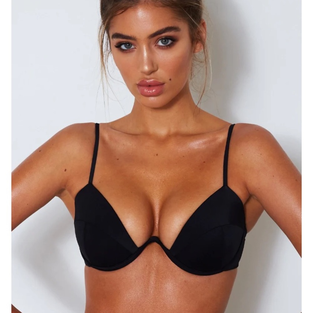 White Fox Boutique Black Push-Up Bikini Top